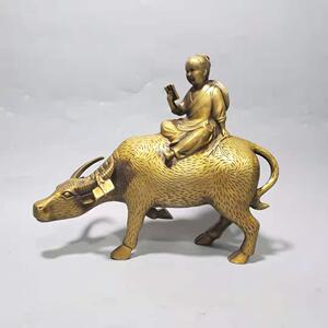 纯铜童子骑牛牧童骑牛摆件孺子生肖牛家居铜器装饰书房工艺礼品