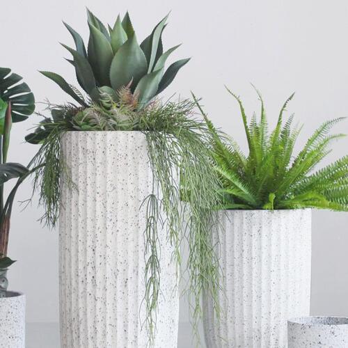 西西里北欧植物花盆大型落地玻璃钢石纹花器室内户外酒店商场摆设