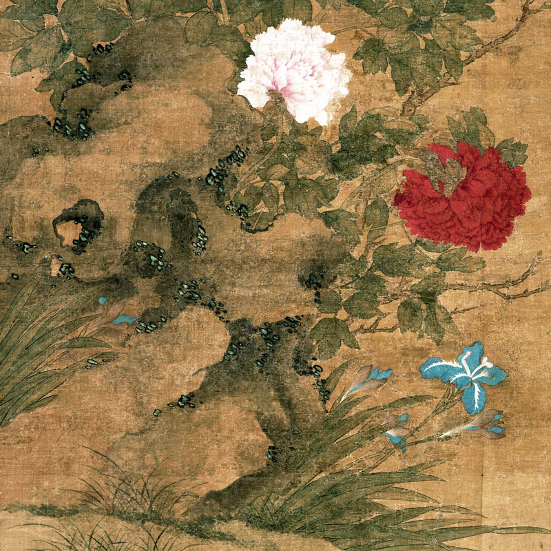 清恽寿平牡丹图卷轴花鸟画仿古画装饰画客厅沙发玄关茶楼挂画字画