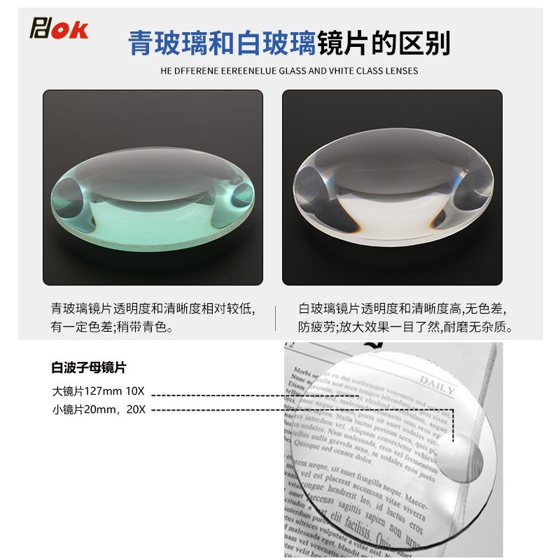 PD310S夹式放大镜带80颗灯10倍20倍高清老人阅读手机维修珠宝鉴定