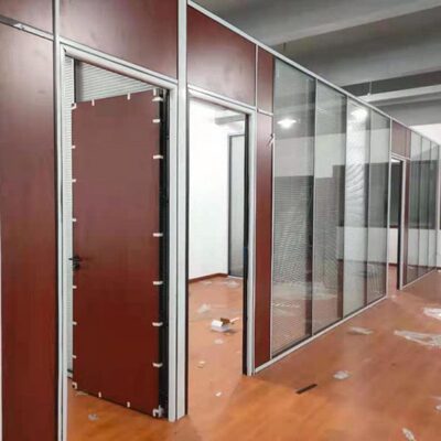 销玻璃隔断墙屏风写字楼高梅直空隔音间铝合金工厂百叶隔断中墙州