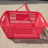 超市购物篮拉杆塑料筐买菜家用手提篮框子篮子蓝轮带子