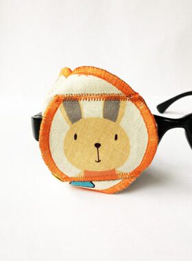 眼遮儿童橙色矫正弱视眼罩轻薄眼卡通 立体纯棉兔子手工遮盖单全