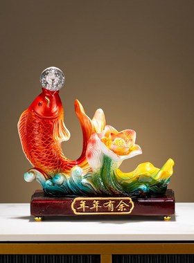 年年有余锦锂鱼红酒架子摆件创意酒柜装J饰品家居电视柜餐边柜摆