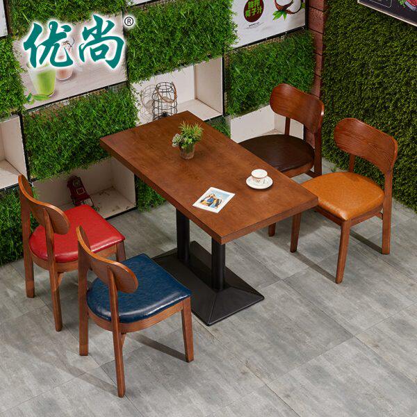 西餐厅桌椅组合复古实木餐椅软坐包餐馆火锅店湘菜馆餐厅卡座沙发