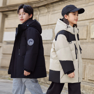 儿童中长款白鸭绒羽绒服外套