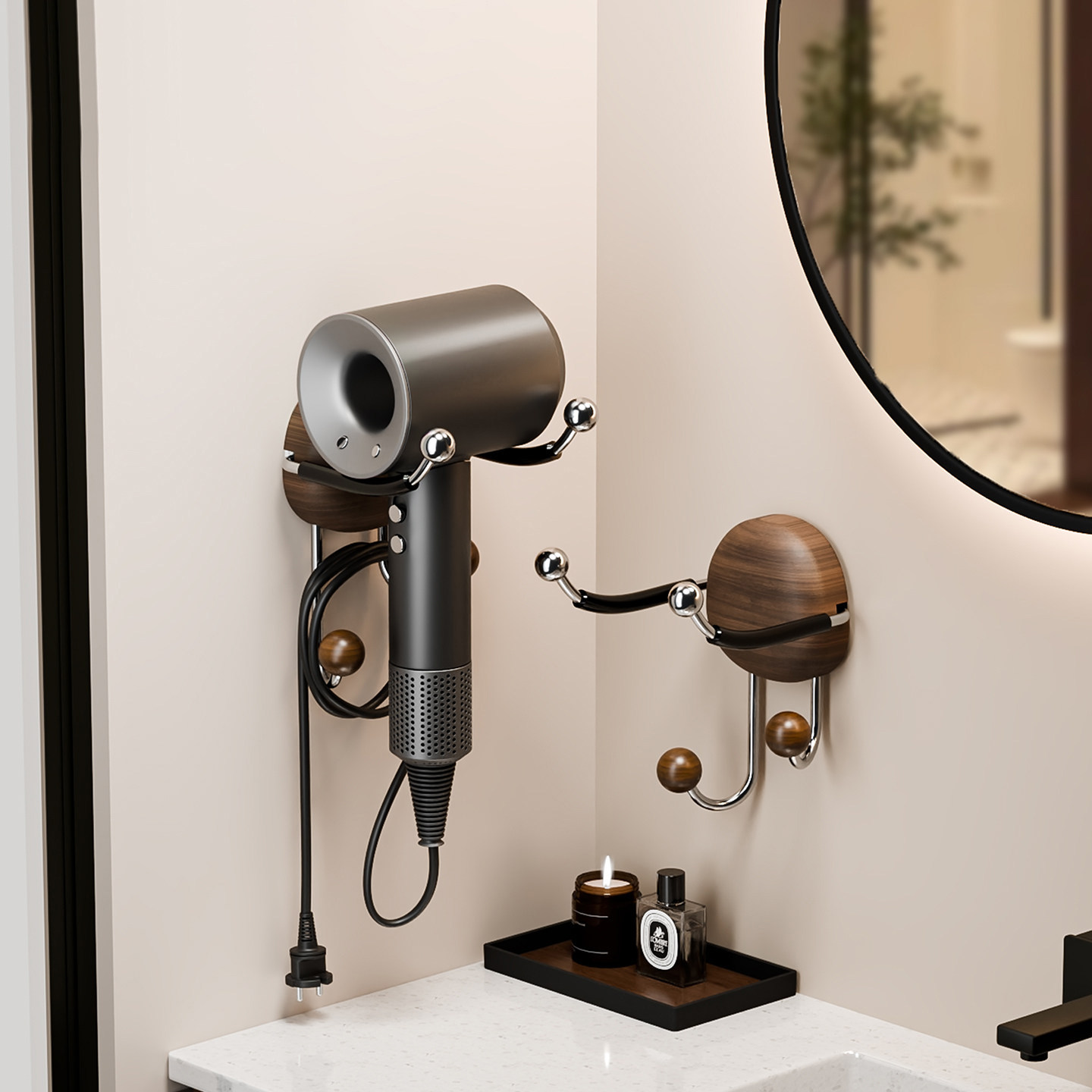 吹风机置物架卫生间免打孔壁挂式吸盘浴室风筒收纳支架电吹风挂钩