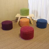 家用懒人亚麻布上艺蒲团日式 蒲团地垫小坐脚凳榻榻米 坐墩圆凳垫