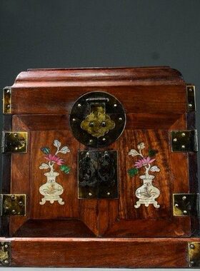 镶嵌木小箱官多层古玩皮箱梨盒家具花钿嫁妆盒螺饰品摆件