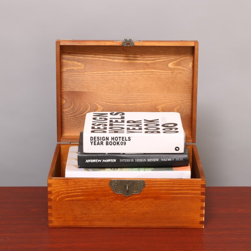 复古桌面带锁收纳盒做旧木盒实木证件饰品礼品盒小中大.储物收纳