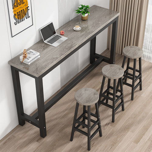 吧台桌简约桌椅组合家用阳台靠z墙高脚商用酒吧台长条小吧台窄桌