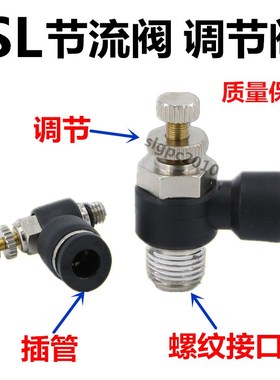 黑色气动接头SC8j-02调节阀 SL6-02/03 SL节流阀气缸调速快速接头