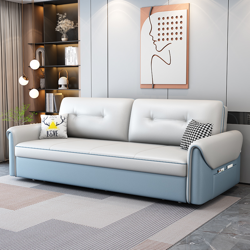 网红猫抓皮沙发床折l叠伸缩两用储物多功能小户型客厅直排2023新
