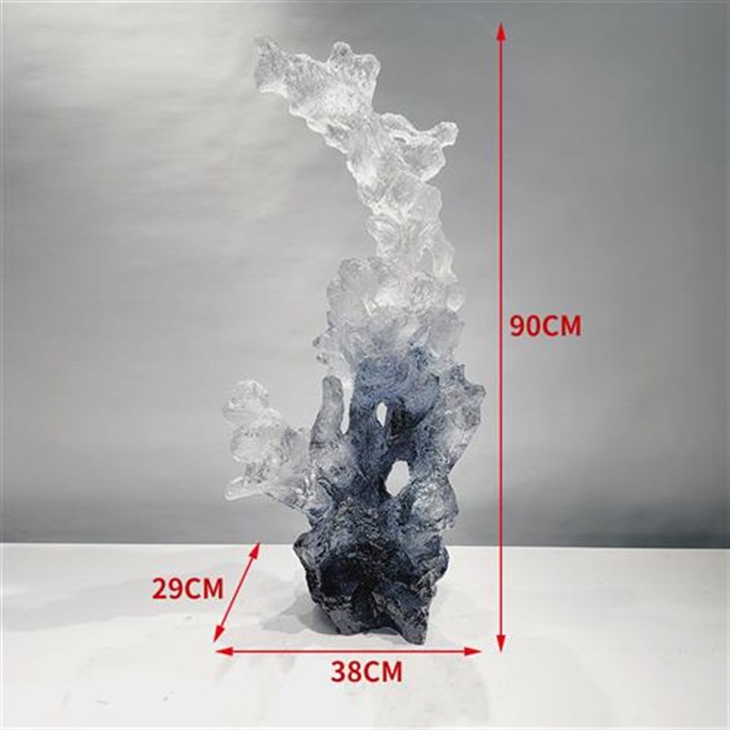 现代新中式透明树脂抽象雕塑太湖石摆件酒L店家居客厅软装饰工艺