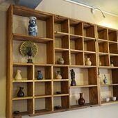 实木茶架简约挂墙置物架博古架木百中式 多宝阁樟阁展示架 宝壁挂式