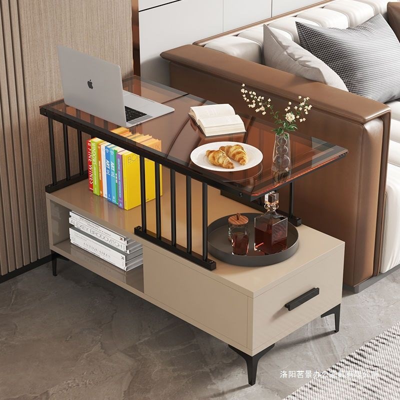 轻奢沙发边柜玻璃k边几角几客厅现代简约移动小茶几侧边桌储物柜