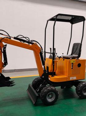 外贸供应微小型挖掘机HT10L房屋建筑挖土机开沟挖土轮式小挖机