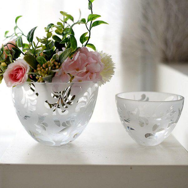 雕花系列白色大口径玻璃花瓶花器样板间高端会所软装新居装饰摆件