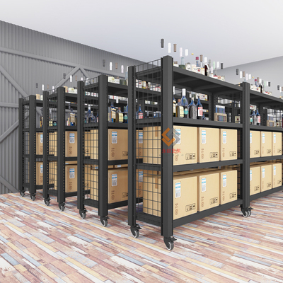 黑色货架可移动仓储m带轮子定制多层家用库房车库拆装置物架可调