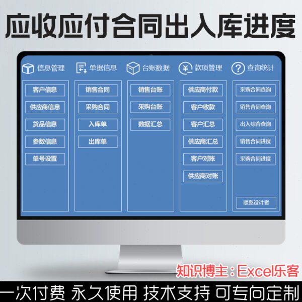 采购销售合同入库出库进度应收应付多仓库库存统计管理excel表格