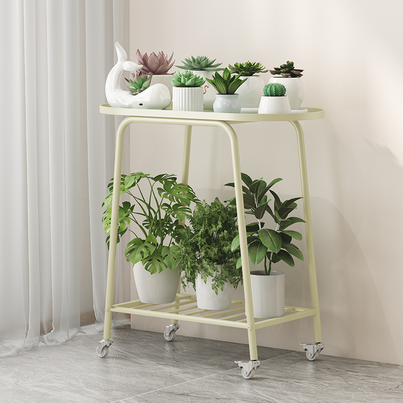 2023新款铁艺花架子轻奢简约室内阳台带轮客厅Q落地多层多肉花盆