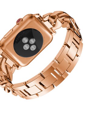 适用applc表带S8/7锌合金I不锈钢镶钻牛仔链钢带带