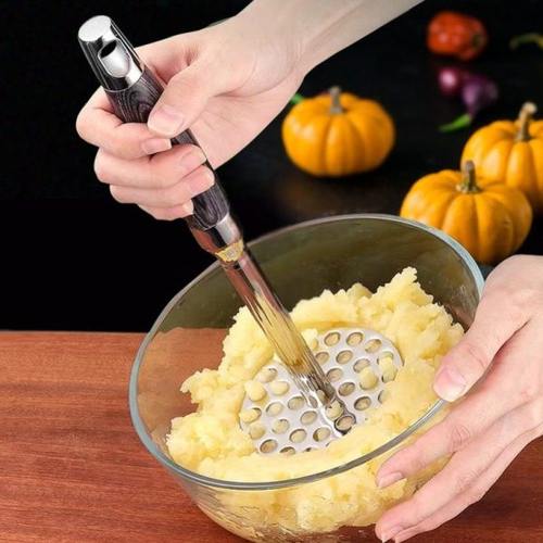 316木柄土豆压不锈钢马铃薯土豆压碎器家用厨房小工具压泥器
