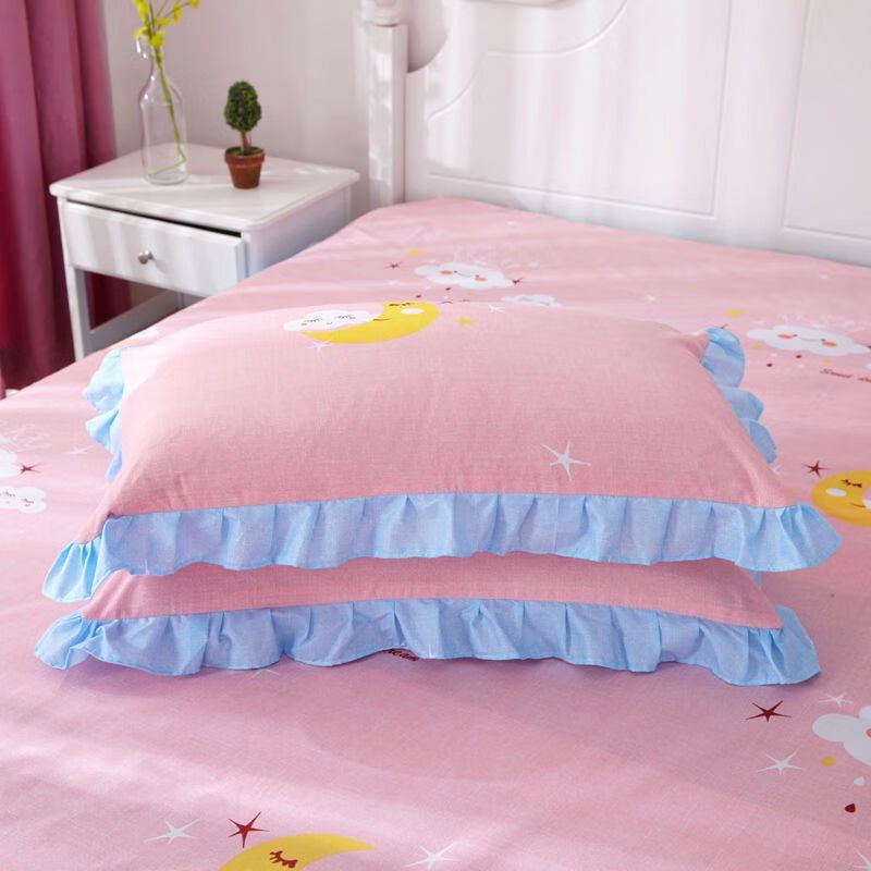 2023枕套一对2只花p边枕头皮单枕芯套带拉链枕套宿舍枕套信封式红