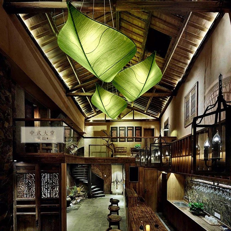 包邮新中式布艺h树叶吊灯创意餐厅茶馆卧室吸顶灯客厅美容院墙壁,家装灯饰光源,客厅吊灯,淘宝优惠券,粉丝福利购,淘宝优惠卷