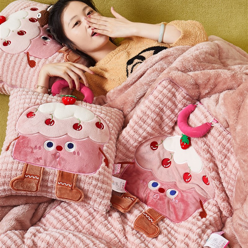 加厚保暖办公室抱枕被子r两用午休二合一汽车上折叠靠垫枕头盖毯