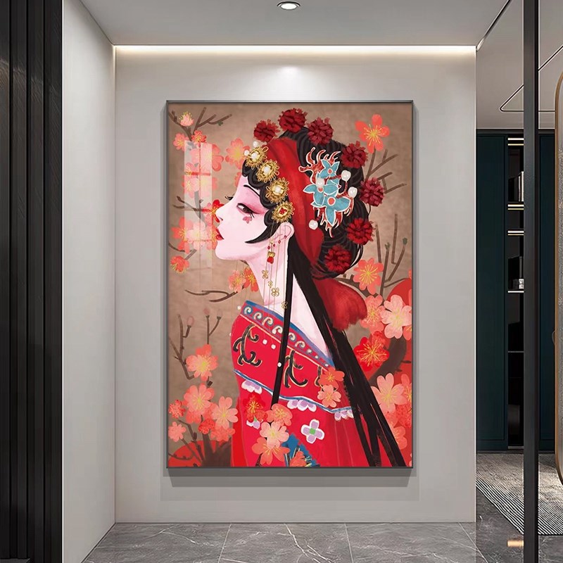 客厅国潮人物挂画新中式个性餐厅墙画大K气时尚玄关走廊过道挂画