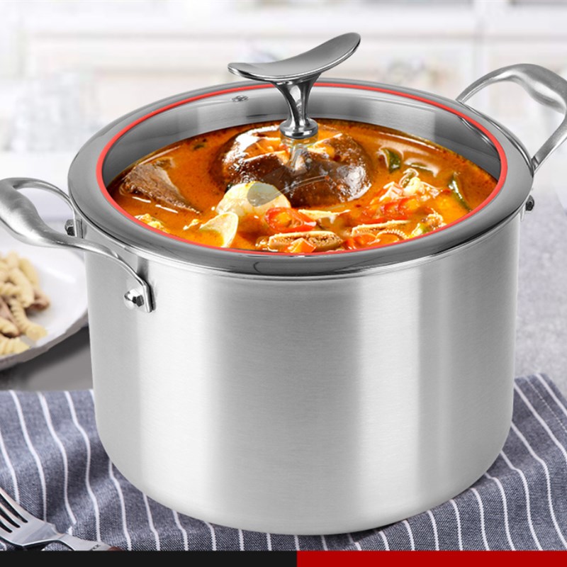 316不锈钢汤锅家用大容量炖煮粥奶锅复底加厚锅具燃气Z电磁炉适用