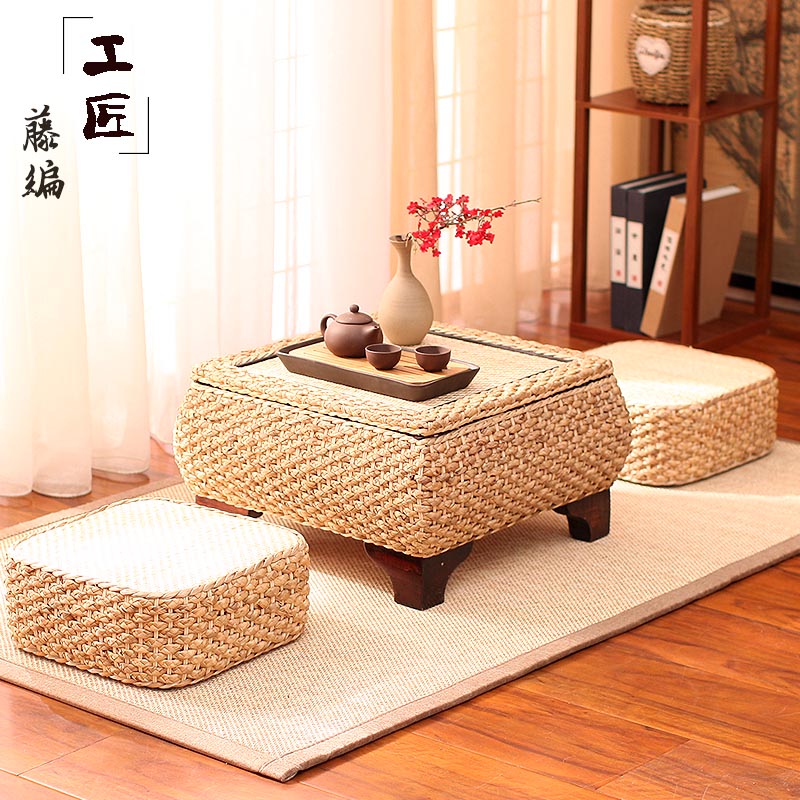 藤编飘窗桌榻榻米茶几日式草编阳台矮桌地台N炕桌榻榻米桌子小茶