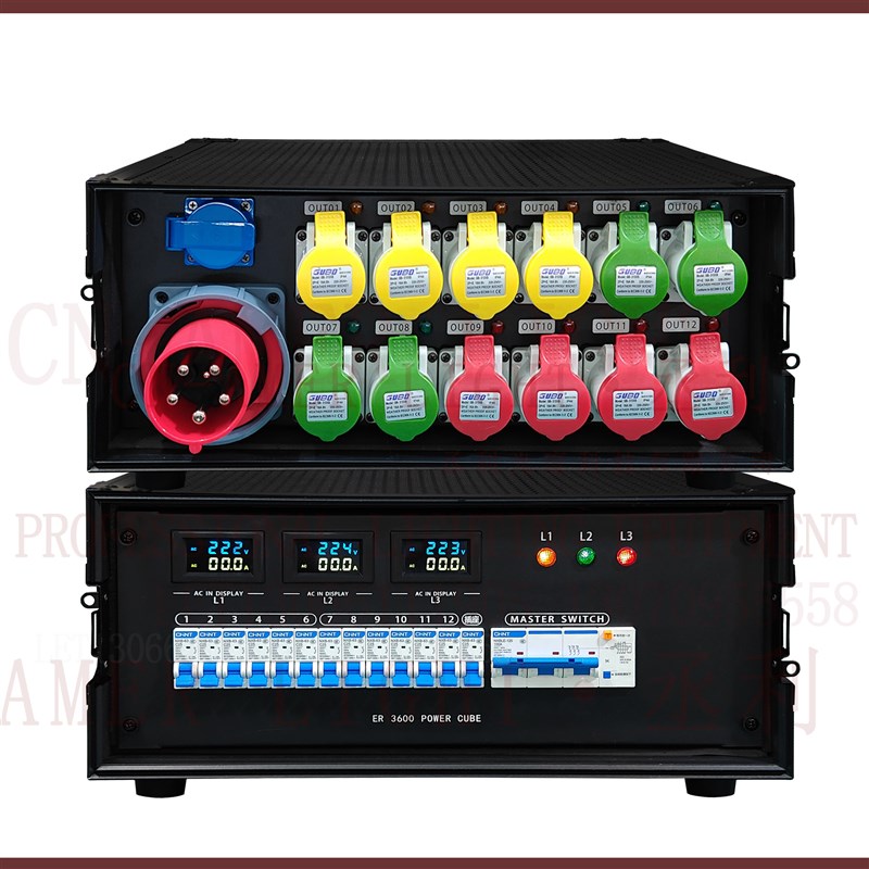 12路24路16A防水电r源直通箱航空插头配电柜航空箱舞台硅箱配电箱