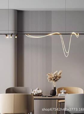 餐厅灯吊灯现代简约吧台餐桌灯北欧极简led长条办公室线条书房灯