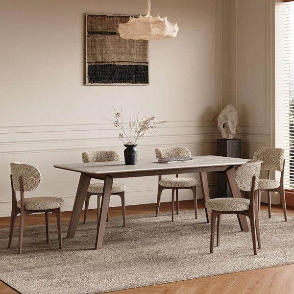 中古风实木岩板餐桌全托长方形家用白蜡木现代简约洞石岩板餐桌,住宅家具,岩板餐桌,淘宝优惠券,粉丝福利购,淘宝优惠卷