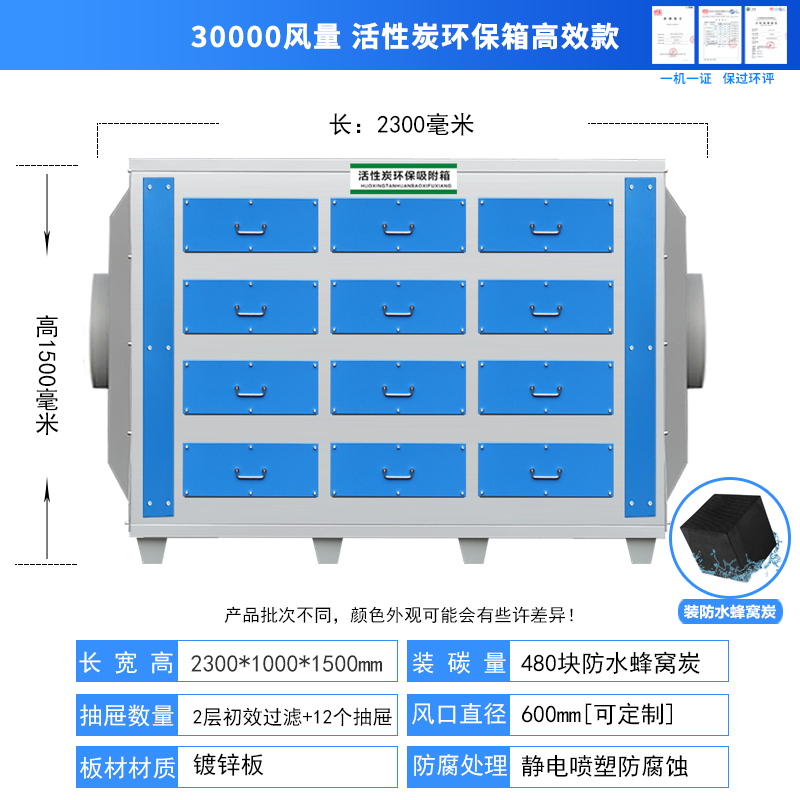 活性炭吸附箱二级干式o过滤器工业废气处理除异味漆雾净化环保设