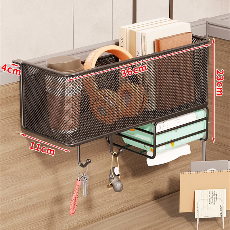 办公室置物架工位屏风收纳隔板桌面挂篮整理N挂架壁铁艺挂式纸巾