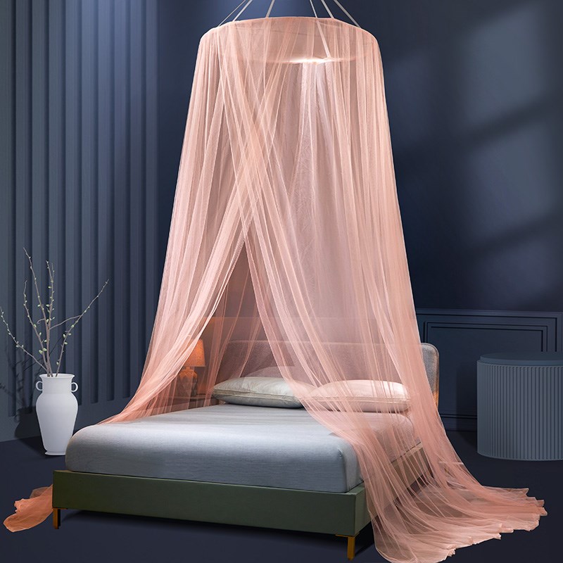 吊顶蚊帐家c用卧室2021新款圆顶式落地纹账2022免安装1.5米可折叠