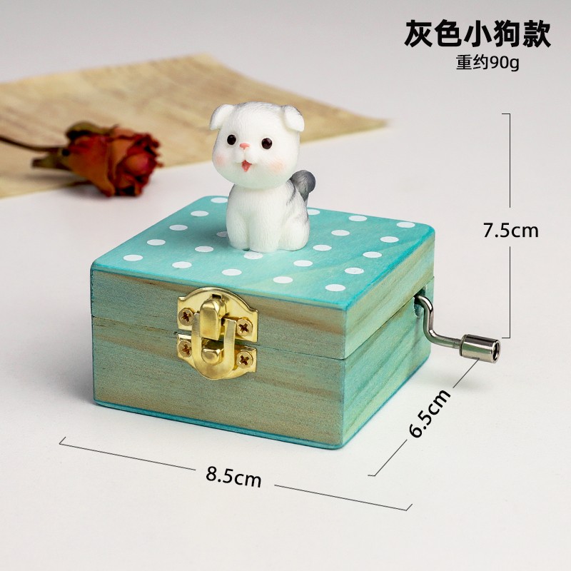 木质手摇八d音盒天空之城音乐盒创意小动物生日送闺蜜男女节日礼