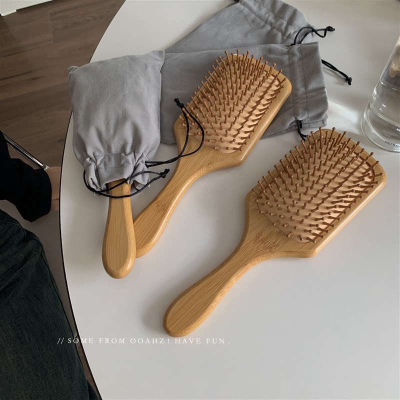 南有乔木~楠竹气垫梳大板木梳按摩顺发防静电气S囊梳护理直发梳子