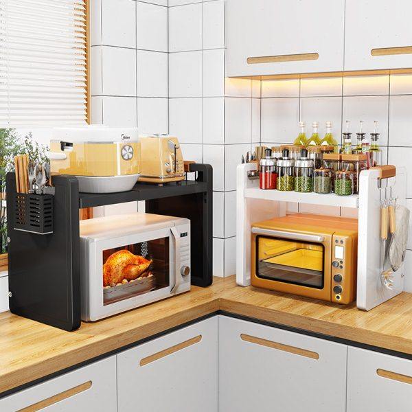 可伸缩微波炉架子置物架厨房烤箱支架家用台面调味料多功能收纳架,厨房/烹饪用具,微波炉置物架,淘宝优惠券,粉丝福利购,淘宝优惠卷