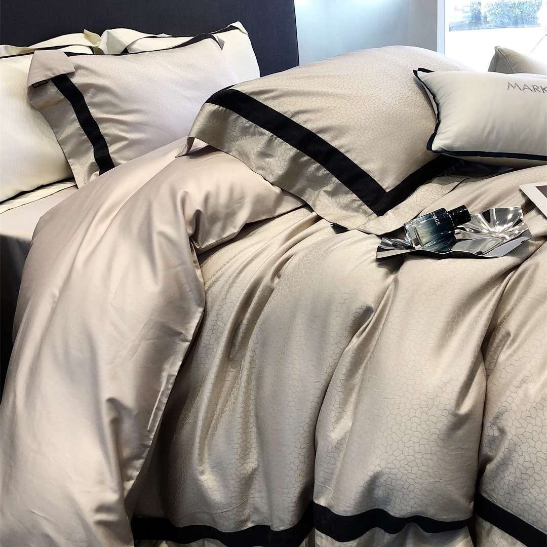 MARKCROSS豹纹提花寝具床品LF奶丝兰精天丝混纺四件套7色意式提花