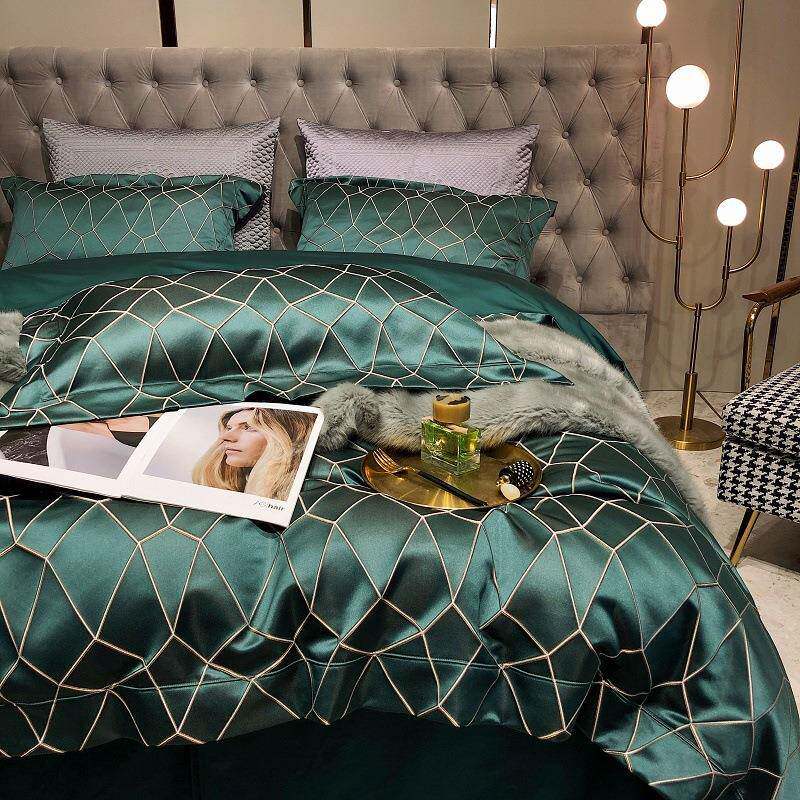 140支奢华提花埃及棉四件套欧美纯棉全棉贡缎床上用品床笠1.8