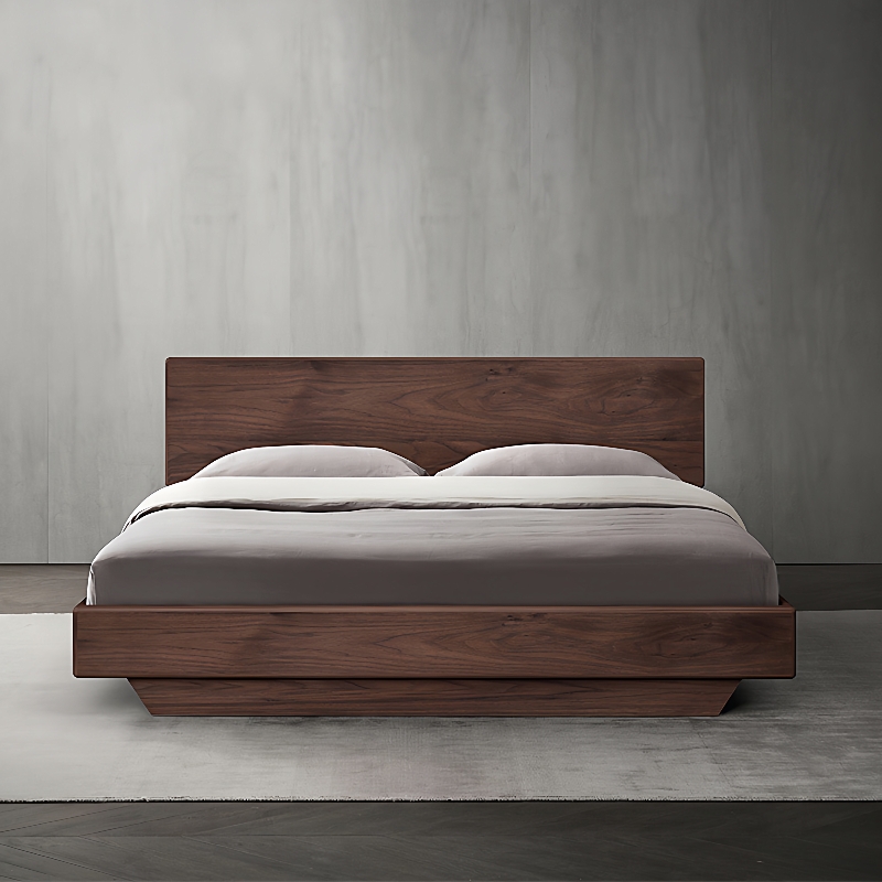 北欧全实木床1.5米1.8气压高箱储物床橡木简约现代黑胡桃木悬浮床