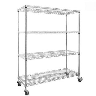 直销货架多层网不锈钢移动置物架加厚收纳展示架微波炉烤箱架