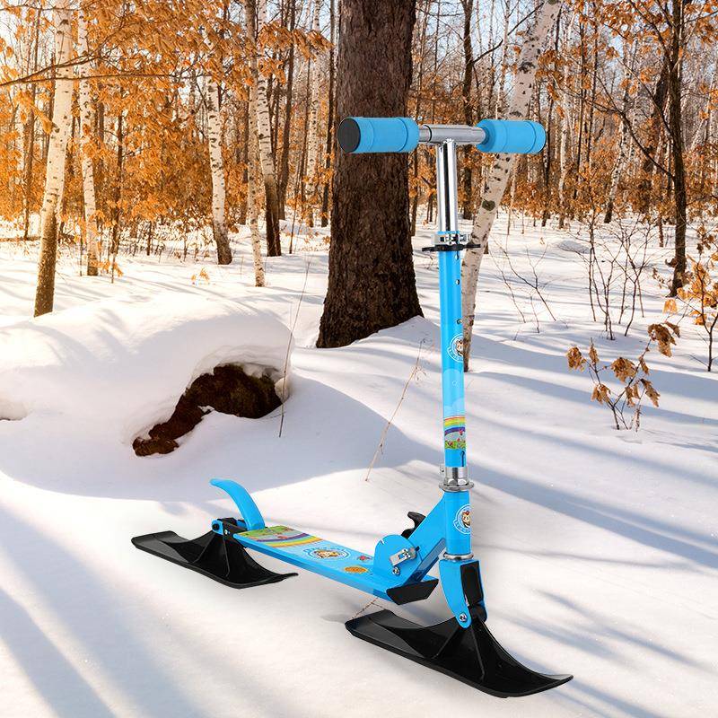 儿童滑板车两轮滑雪板陆地二合一滑板车雪地冰雪两用踏板车滑雪车