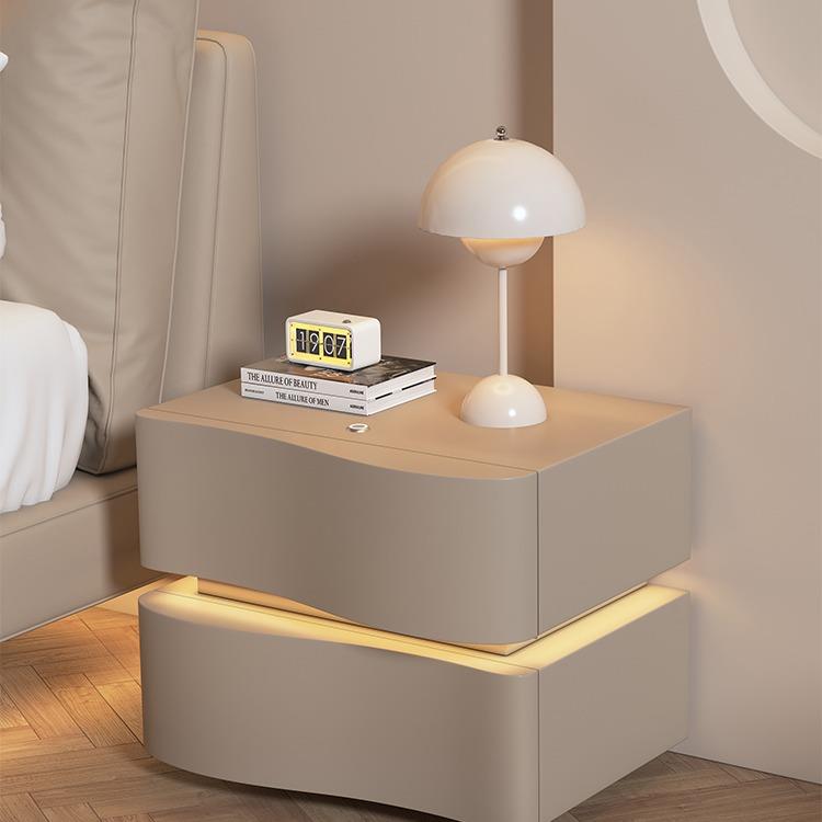 奶油风床头柜2023新款简约现代卧室家用轻奢高级感实木床边收纳柜