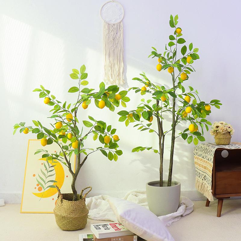 仿真柠檬树盆栽仿真水果树客厅装饰盆栽盆景摆件