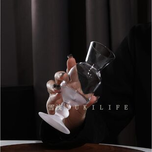 {月独杯 寒夜上西楼 岚岫晓风}矮脚杯子日式香槟杯水晶酒杯中古风